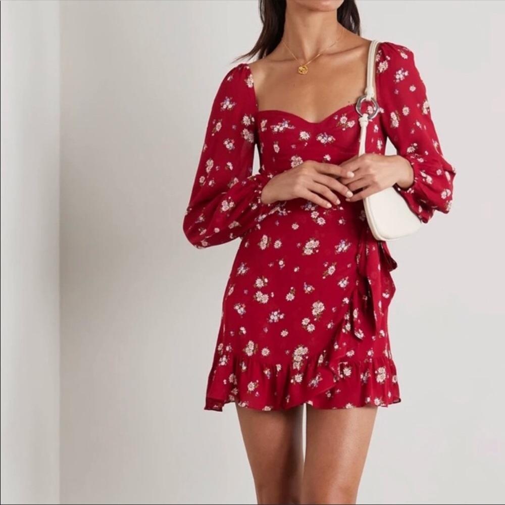 NWT red floral “Cammi” dress, Reformation